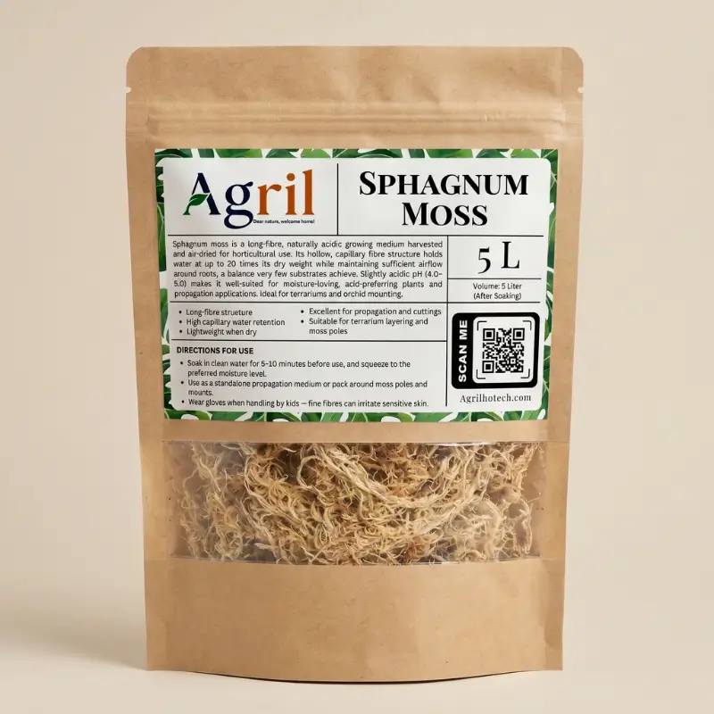 Sphagnum Moss — Long-Fibre Horticultural Grade, Air-Dried, High Water Retention